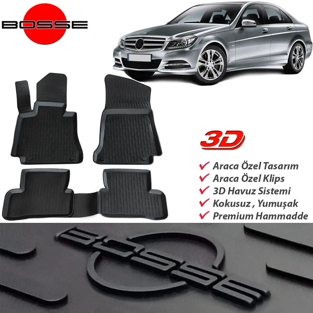

For Mercedes C Series Mat W204 Mat 3D Pool 2007 2014 Universal Car Floor Mat Non-Slip Car Foot Mat Styling