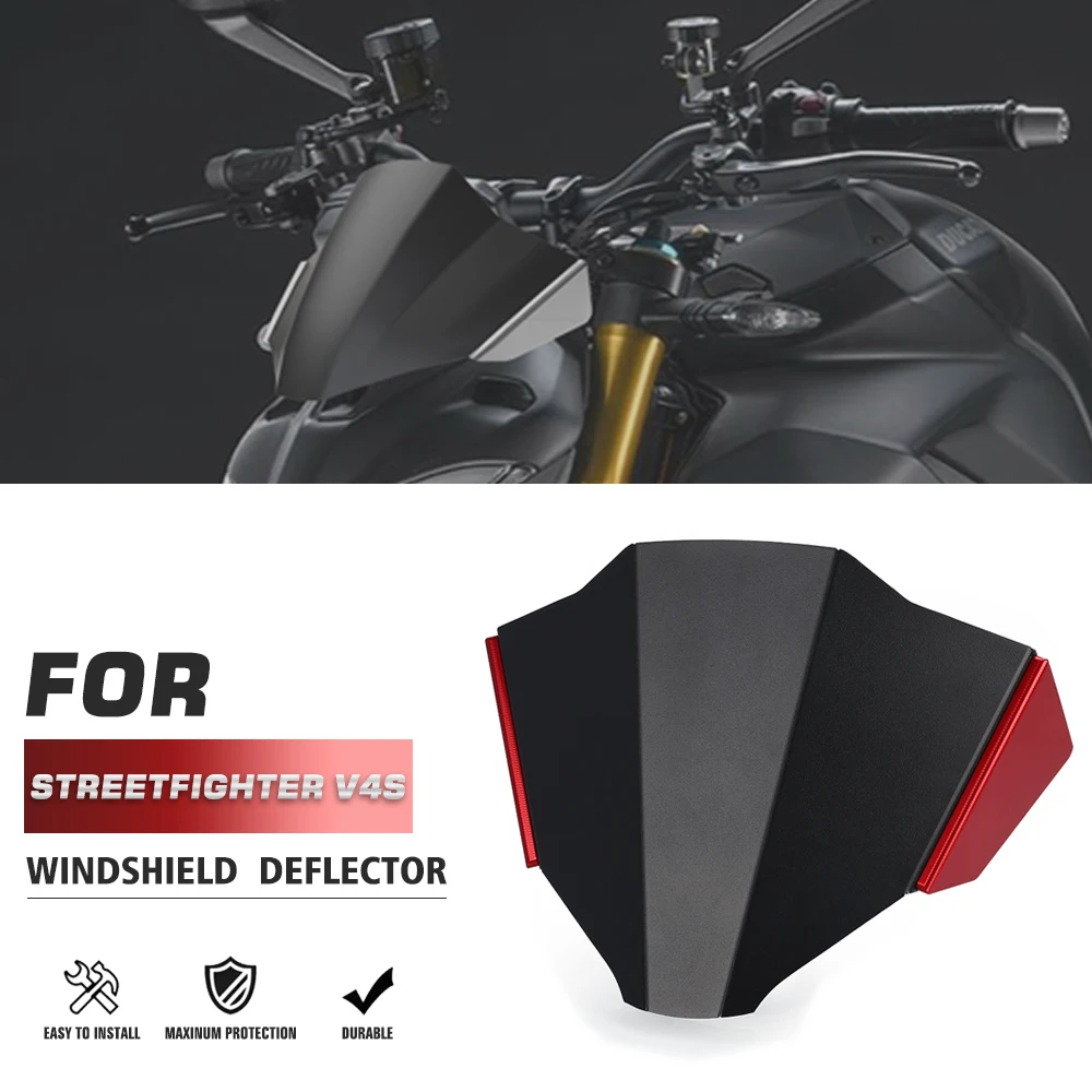 

2020-2023 2024 For Ducati Streetfighter V4S Aluminum Motorcycle Windshield Screen Visor Windscreen Double Bubble Wind Deflector