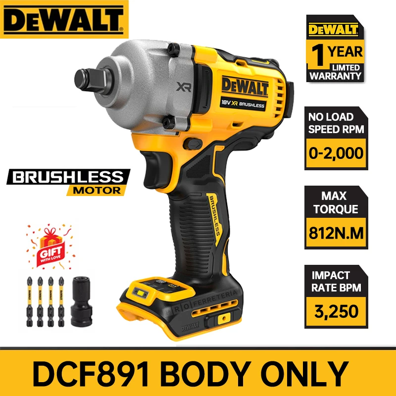 

DEWALT DCF891B 1/2in Mid-Range Impact Wrench With Hog Ring Anvil Tool Only 18V Brushless Professional Cordless Power Tool DCF891