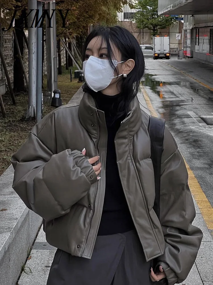 

JXMYY модный темпераментный короткий пуховик для женщин 2023 зимнее свободное тонкое и толстое пальто из искусственной кожи и хлопка