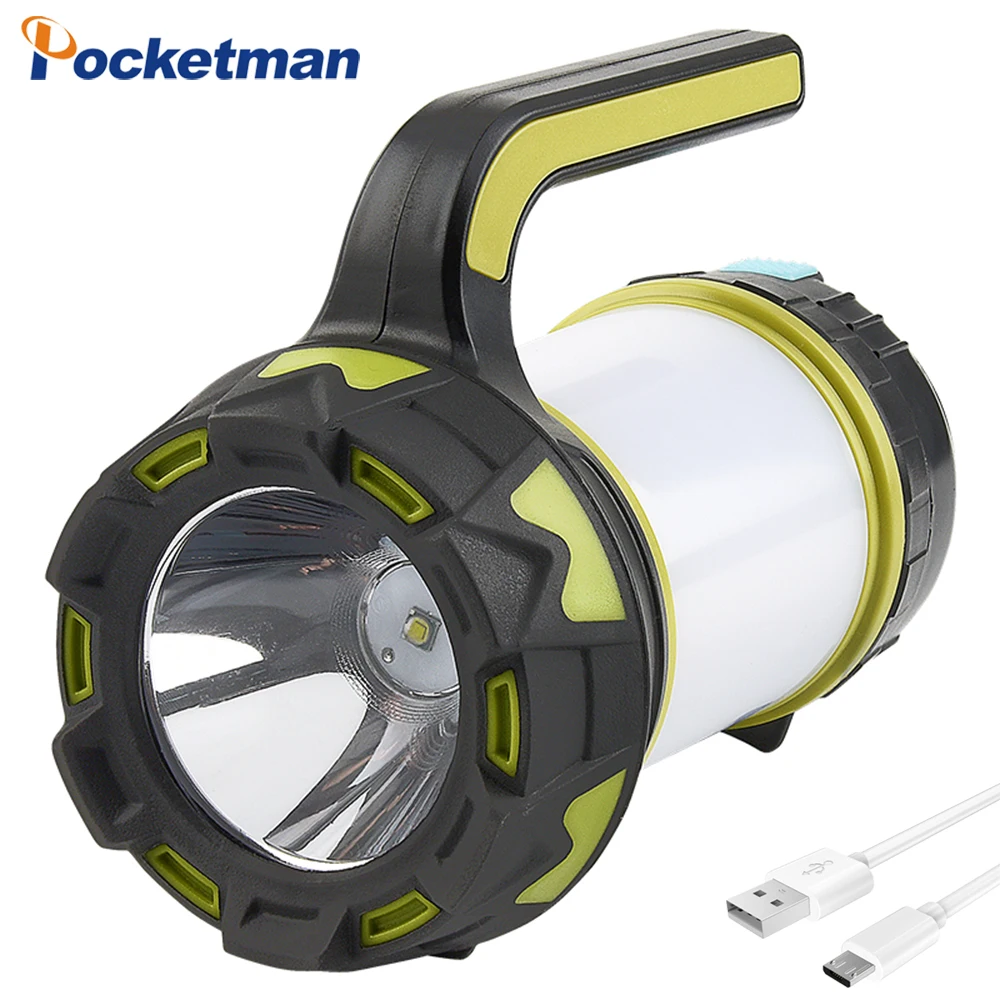 

High Lumen LED Camping Light USB Rechargeable Flashlight Dimmable Spotlight Work Light Waterproof Searchlight Emergency Torch