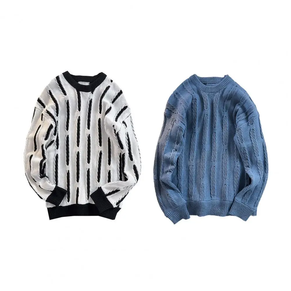 1 шт. свитер с ребристой воротником контрастного цвета мужской осенне-зимний