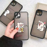 cute funny pig couple best best friend case for iphone 11 12 pro max xs max x xr 7 8 plus 13 pro max 12 mini matte hard cover
