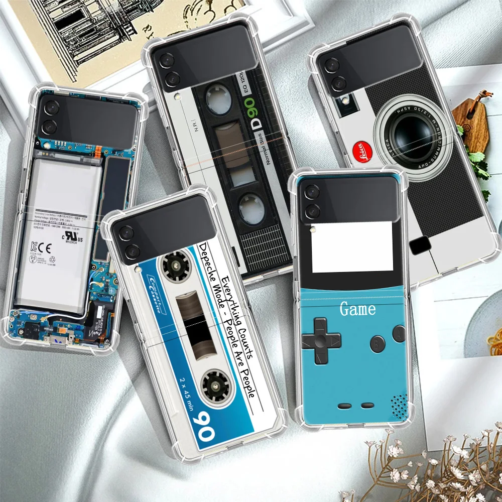 

AirBag Case for Samsung Galaxy Z Flip 4 Z Flip 3 Z Flip Phone Fundas for Galaxy ZFlip4 ZFlip3 Cover Game Console Cassette Music