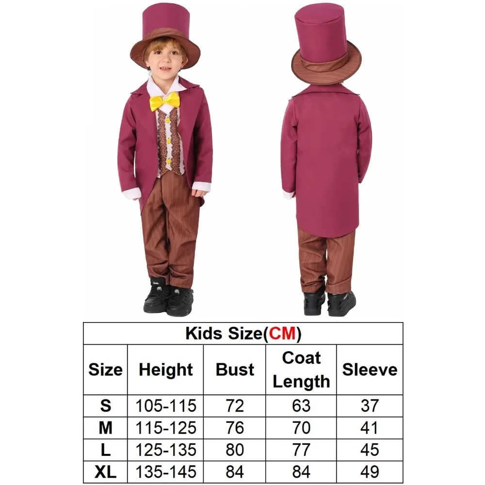 Детский Маскарадный Костюм Комплект Для Ролевых Игр Willy Wonka Шоколадная Фабрика