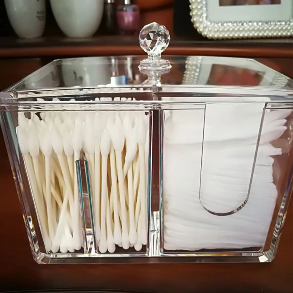 

Feiqiong новый акриловый хлопковый тампон, коробка для макияжа, портативный прозрачный контейнер для макияжа, держатель для хлопковой подкладк...