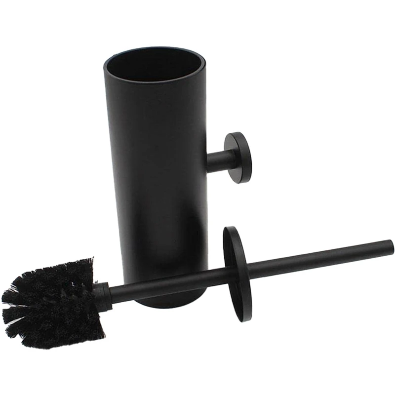 

Black Toilet Brush Holder Steel Cleaning Tool Vertical Mounted Wall Bathroom Toilet Brush