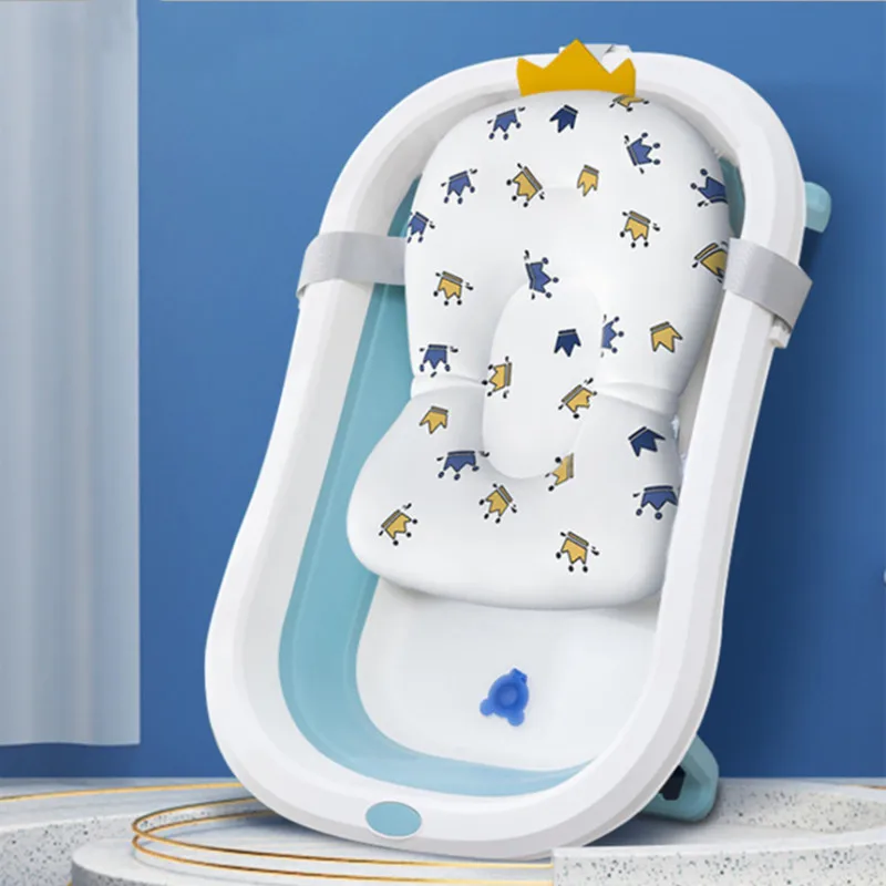 Baby Bath Mats Newborn Infant Anti-slip Bath Cushion Seat Soft Net Pockets Support Bathtube Pads Newborn Baby Shower Body Pillow
