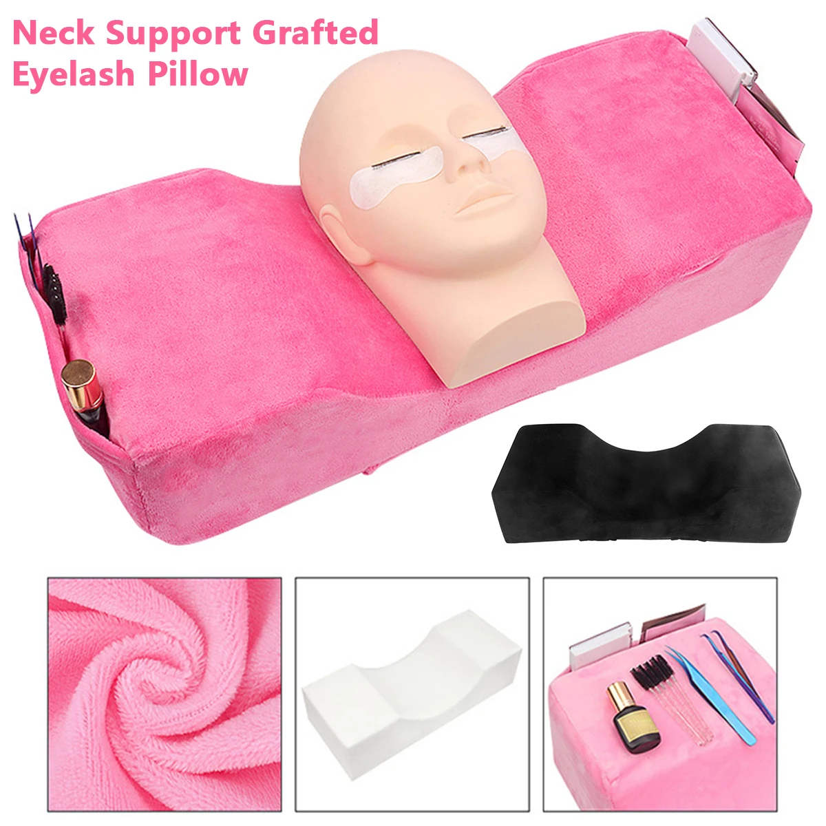 

Lash Pillow Neck Support Eyelash Soft Pillow Grafting Eyelashes Memory Foam Eyelash Extension Pillow Makeup Salon With Pocket