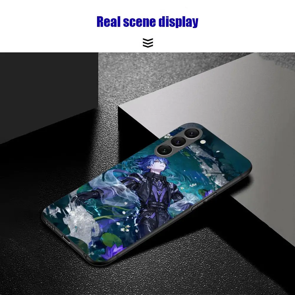 Фото Чехол для телефона Genshin Impact Flins для Samsung Galaxy S26 S25 S24 S23 S22 S21 Plus Ultra Note20, мягкий, черный №3