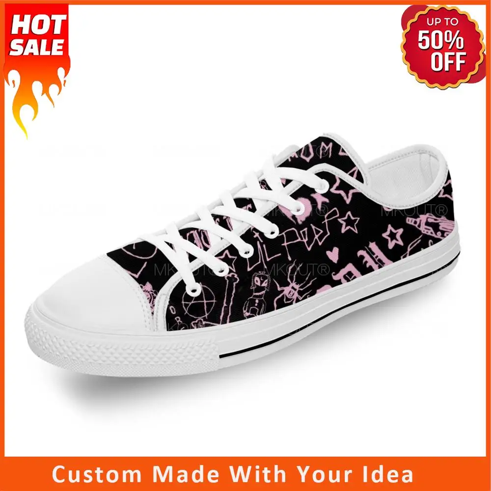 

Hip Hop Rapper Lil Peep Novelty White Cloth Fashion 3D Print Low Top Canvas Shoes Men Women Lightweight Breathable Sneakers