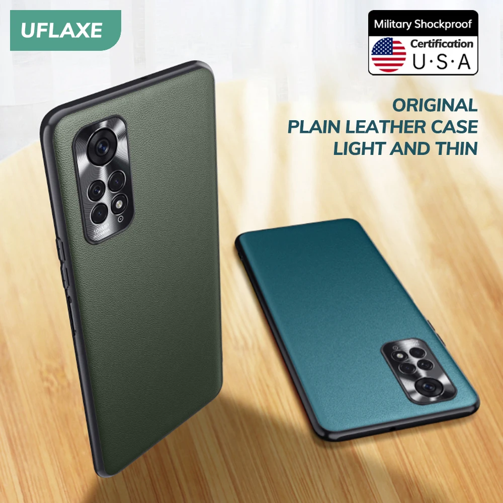 UFLAXE Original Plain Leather Case for Xiaomi Redmi Note 11 Pro Plus 5G Note 11S Camera Protection Cover Shockproof Hard Casing