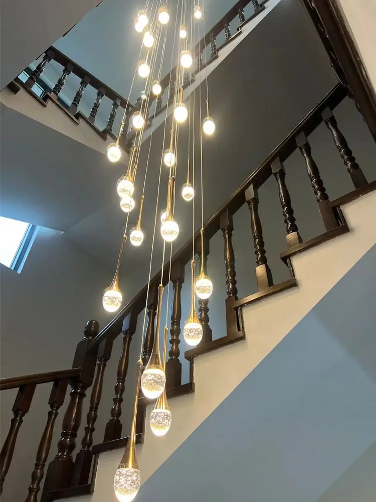

Хрустальная люстра, современная лампа для гостиной в стиле виллы, искусственная хрустальная лампа, подвесной светильник для выставочного зала, лестницы