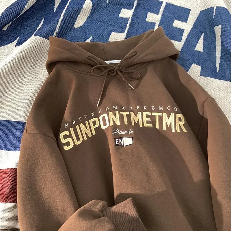 

Свитер унисекс, свободный, с длинными рукавами, с капюшоном, винтажный, в американском стиле, y2k