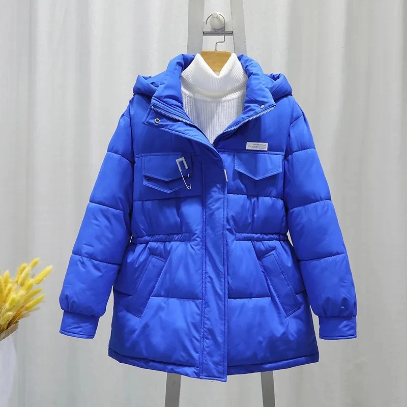 

2022 New Bread Clothes Coat Womens Korean Loose Fashion Casual Down Cotton Jacket Womens Winter Hooded Thick Warm Parkas