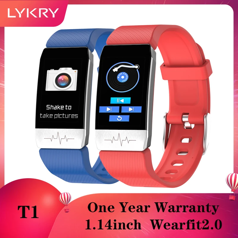 

Умный Фитнес-браслет LYKRY T1 для мужчин и женщин, измерение температуры, ЭКГ, пульсометр, кровяное давление, напоминание о погоде и напитках