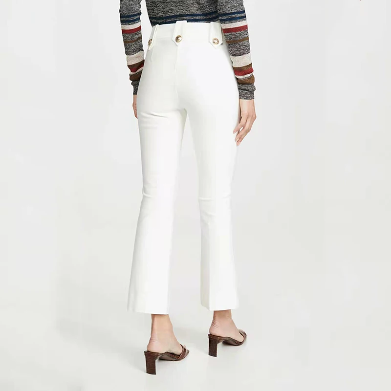 Женские узкие брюки с завышенной талией темпераментные однотонные Приталенные