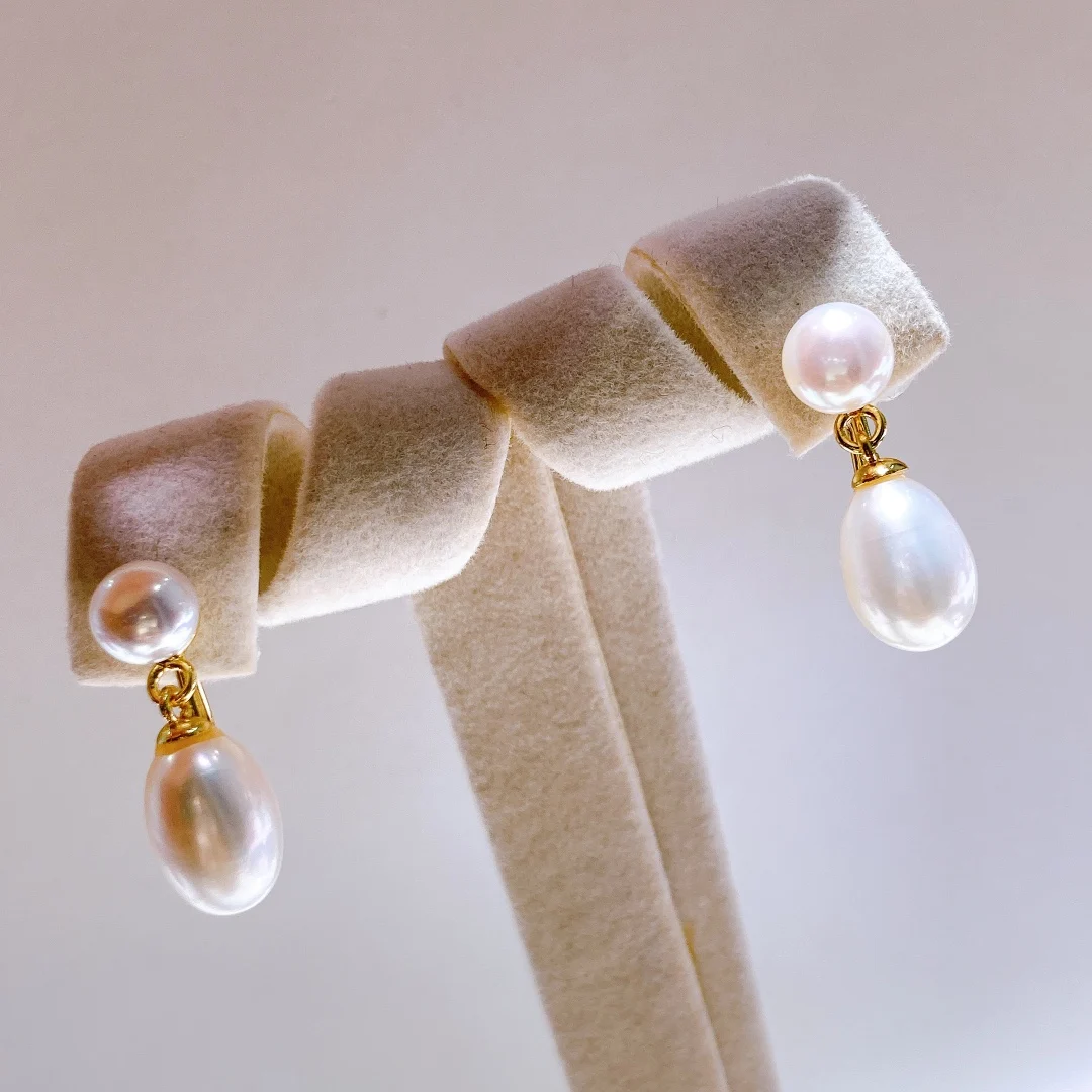 

2022 висячие серьги с жемчугом в форме капли для женщин ручной работы «сделай сам», Пресноводный Жемчуг, висячие серьги, ювелирные изделия