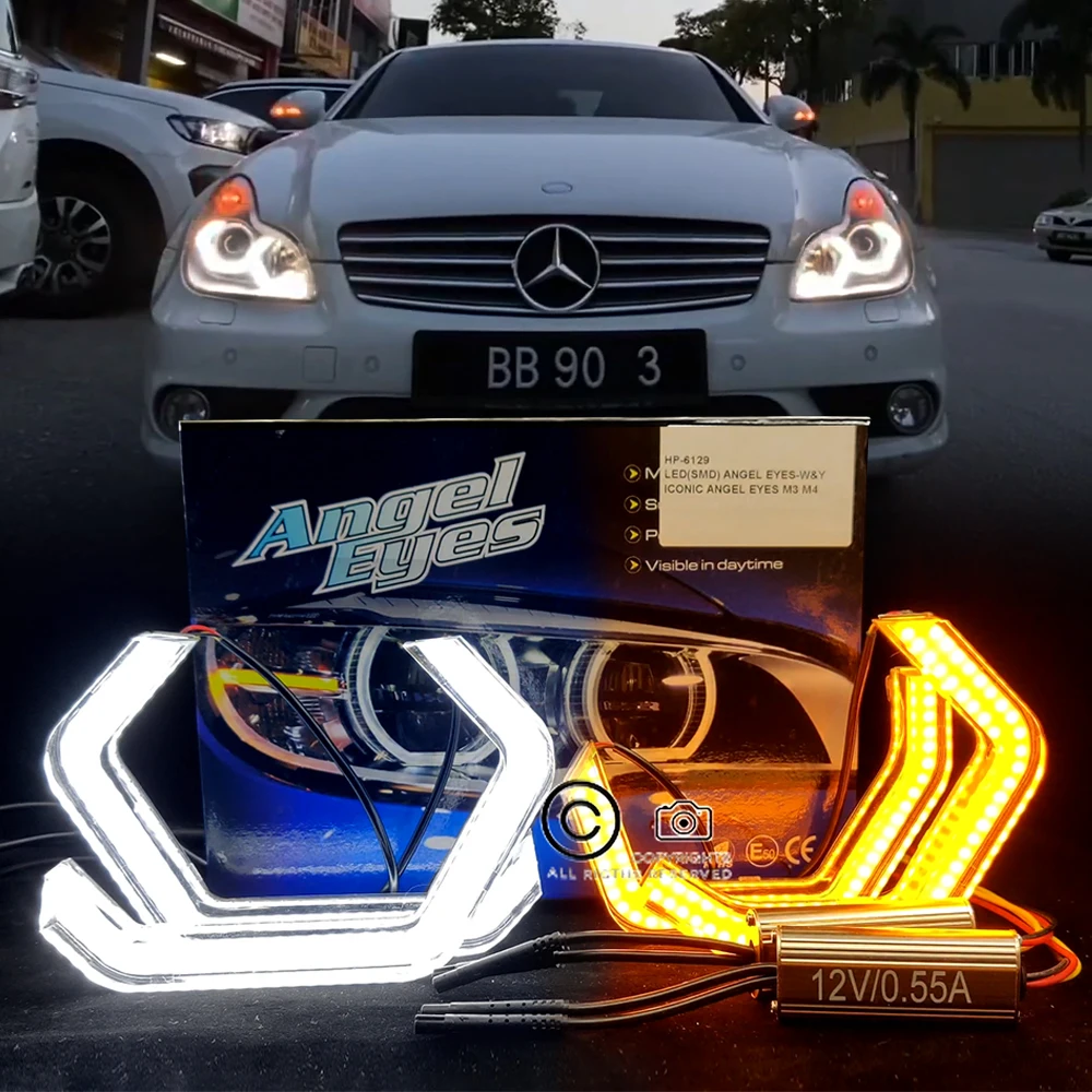 Светодиодные Кристальные глаза ангела M4 Стиль DRL кольца ореолов для Mercedes Benz C219 W219