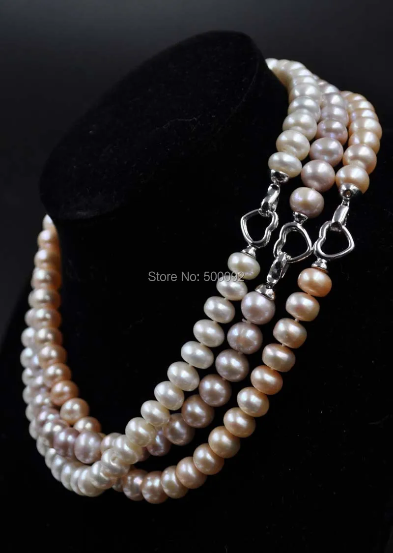 

AA+ 9.5-10mm natural color bread shape pearl necklace free shipping