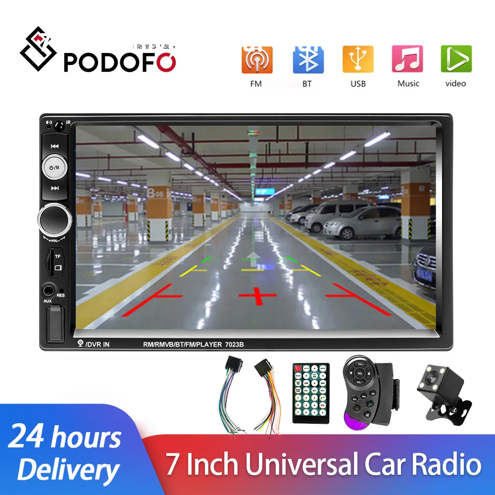Podofo 2din Car Radio Multimedia MP5 Player 7