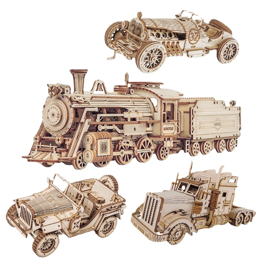

Robotime ROKR Train Model 3D Wooden Puzzle Toy Assembly Locomotive Model Building Kits for Children Kids Birthday Gift