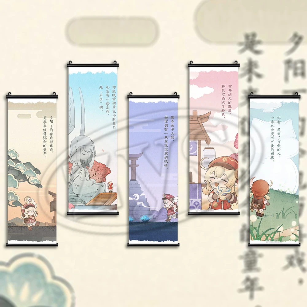 

Klee плакаты картины на холсте Genshin ударная Модульная картина игра Висячие свитки настенные картины домашние декоративные картины