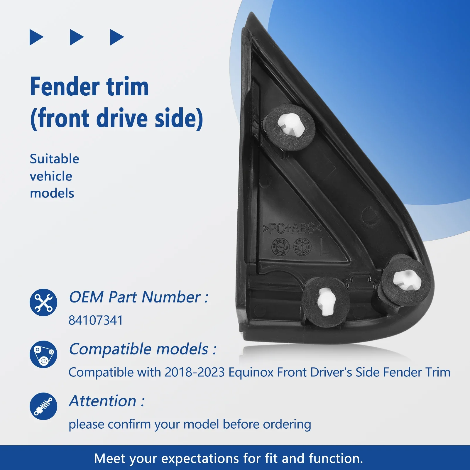 

84107341 Накладка на левое/правое боковое крыло для Chevrolet Equinox 2018-2023 гг. 84107340