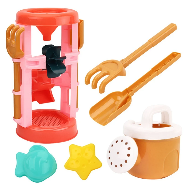

6Pcs Outdoor Beach Hourglass Shovel Rake Mold Kid Water Sand Play Toy Set Beach Tool ​Set Seaside ​Tool Kid Shovel Toy