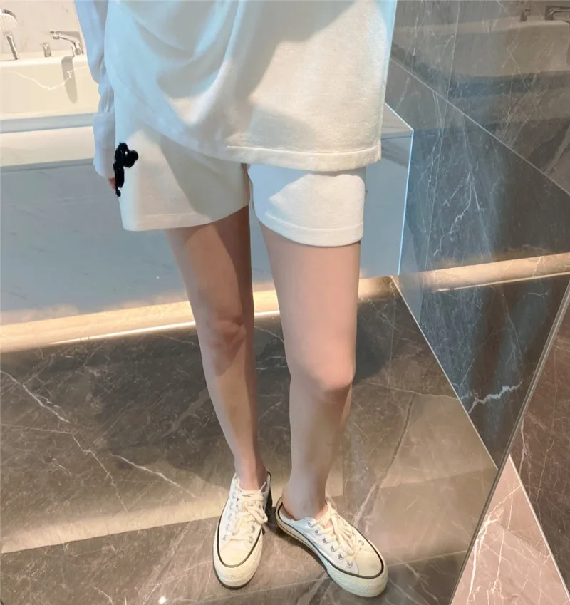 Summer tb college style shorts loose lace-up puppy embroidery sports casual hot pants ice silk knitted wide-leg pants