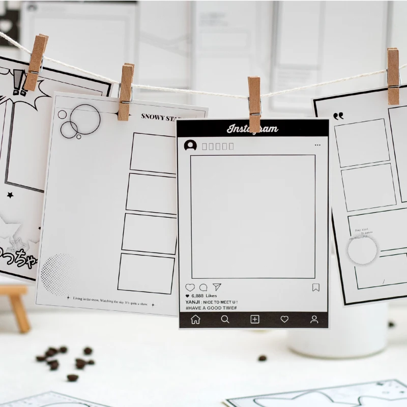 Журнал Go 50 шт./лот черно-белый бордер коллаж карта для карточек планировщик