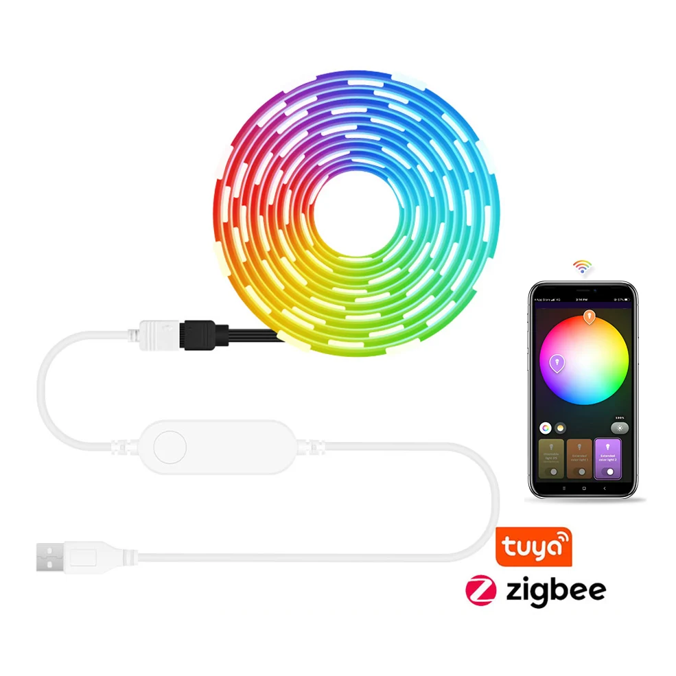 

Zigbee RGB LED Strip Tuya Smart TV Led Backlight Led Ribbon USB Led Light Strip Work With Zigbee Hub Home Alexa Google Assistant