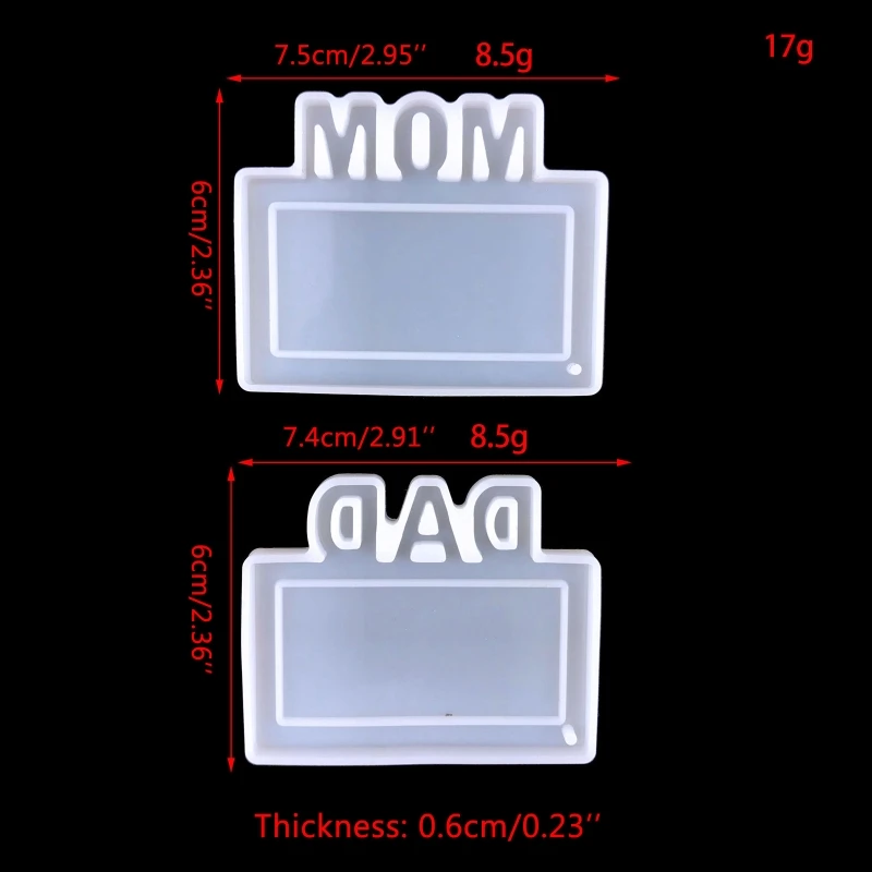 

N1HE Father's Mother's Day Pendant UV Crystal Epoxy Mold Keychain Resin Silicone Mould DIY Crafts Jewelry Casting Tool
