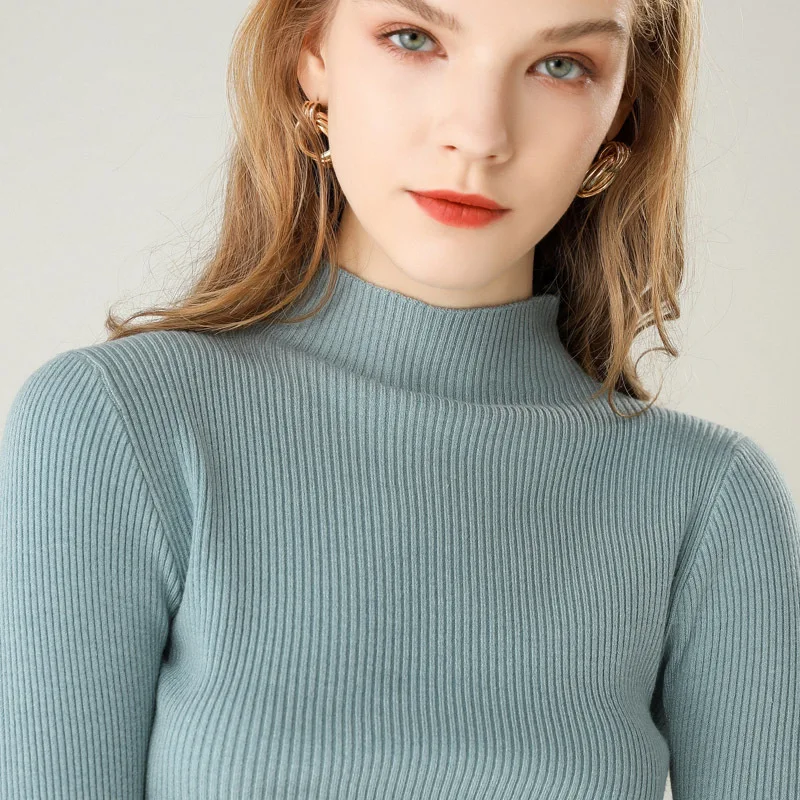 

Long sleeve turtleneck casual new solid color bottoming shirt 2022 gray