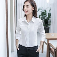 chiffon women shirts turn down collar long sleeve office lady button up shirt korean fashion ladies tops white camisa de mujer