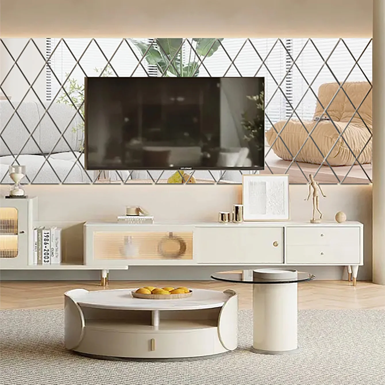 Зеркальные 3D наклейки большие алмазные треугольники домашний декор акриловые