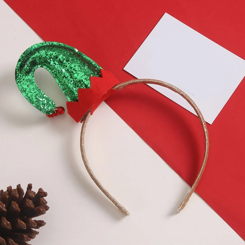 

Adult Teens Christmas Headband Sequins Santa Hat Shape Hair Hoop Carnivals Party Headpiece Prom Party Cosplay Props