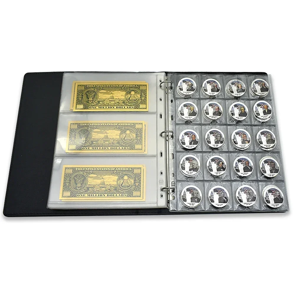 

46 Presidents in American History 46pcs Gold Banknotes and 46pcs Coins Album in With Commemorative Book Collect Gift