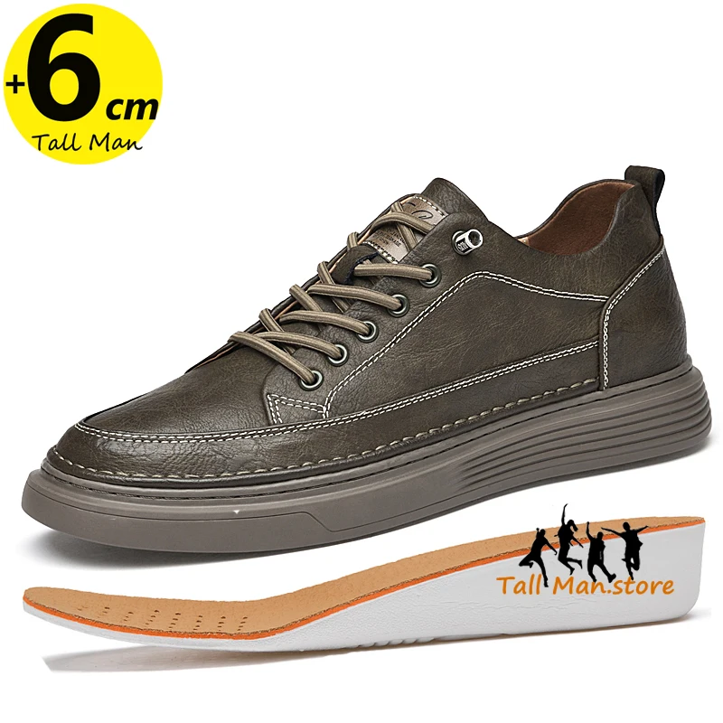 Модные мужские кроссовки подъемная обувь кожаные стельки для увеличения роста 6
