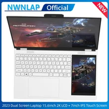 Dual Screen Laptop 15.6 Inch 2K IPS+ 7 Inch Touch Screen Intel N5105 Processor Gaming Laptop DDR4 16GB 2TB SSD Notebook Computer