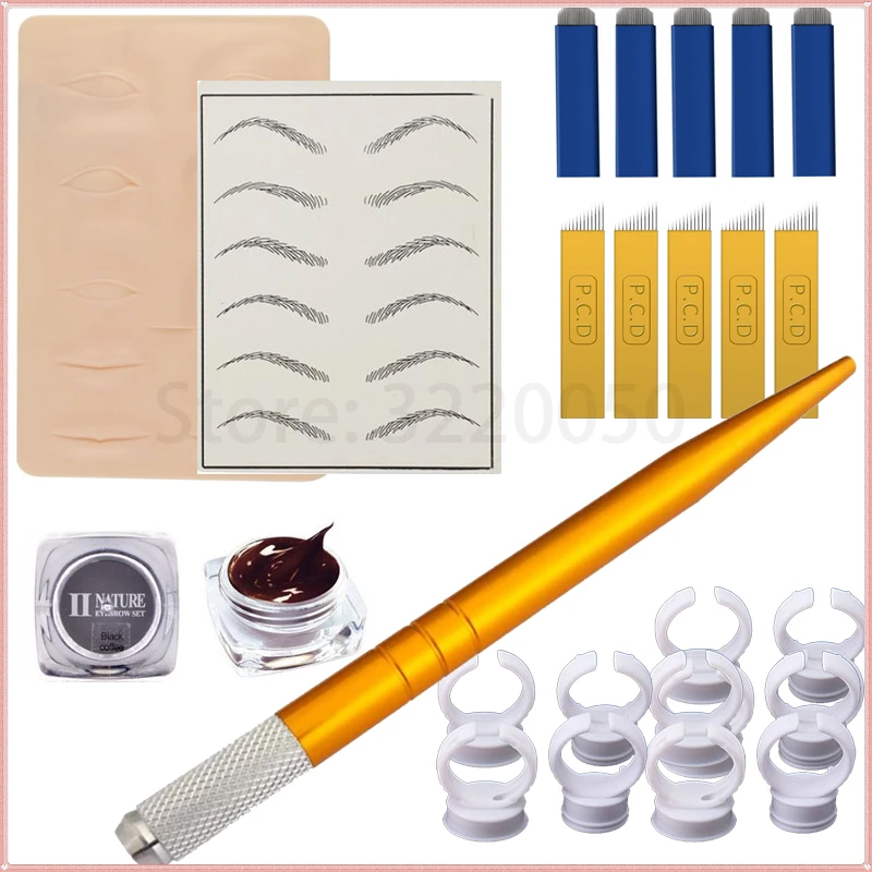

Makeup Eyebrow Tattoo Needle Pigment Kit Makeup Blades Tattoo Equipment Practical Microblading Eyebrow Tattoo Kits and Supplies