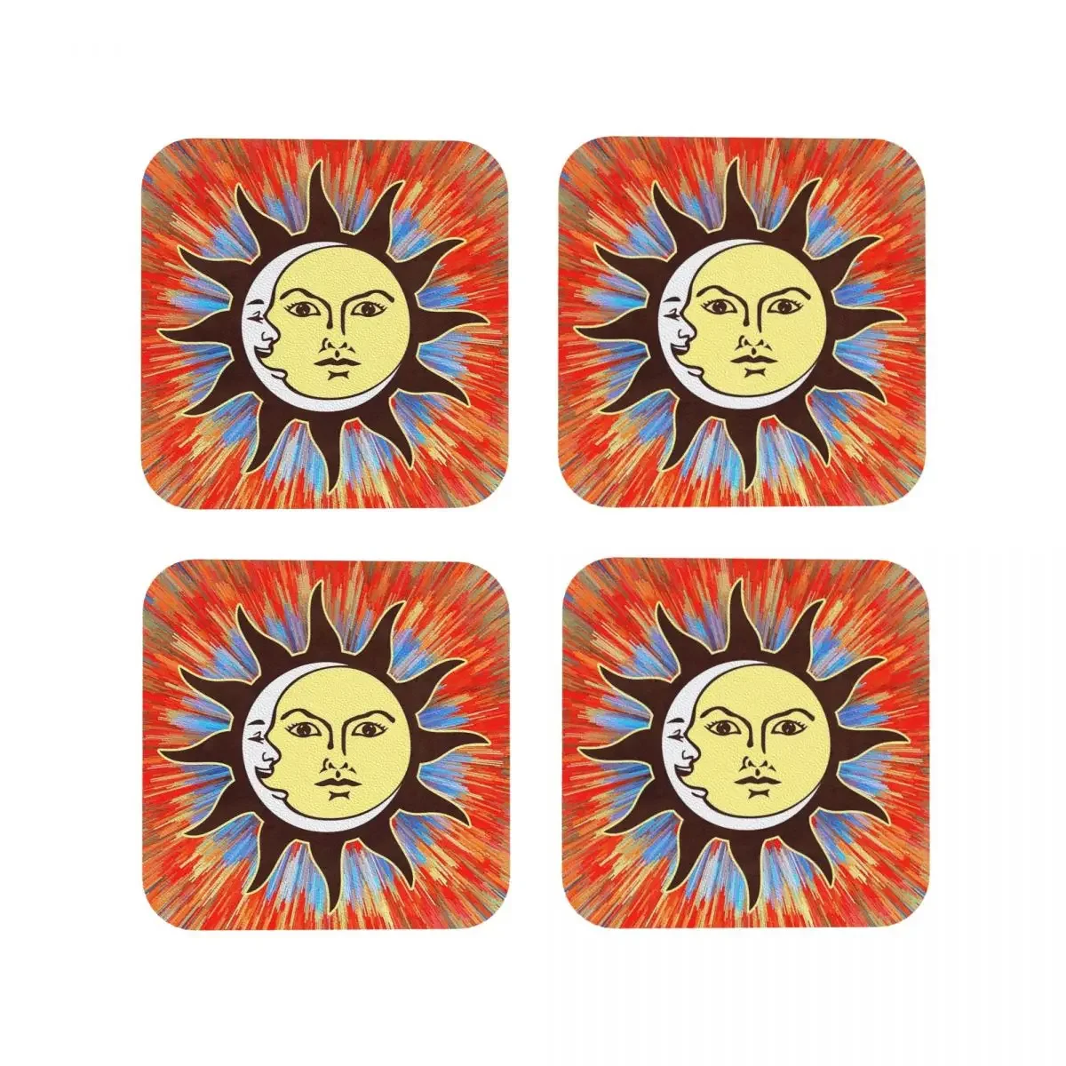 Психоделические подставки с надписью солнце и луна