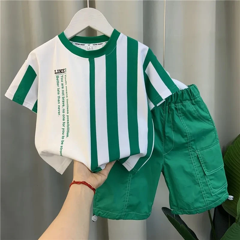 

2023 Short Sleeve T-Shirt Clothes Loungewear Ropa Baby Boys Kids Clothing Set Sportswear 2 Piece Summer Toddler Roupas Suit