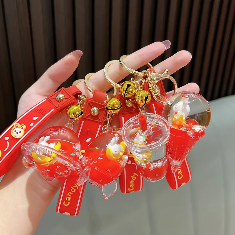 Новинка красное заполненное масло плавающий кролик жидкость подвеска для