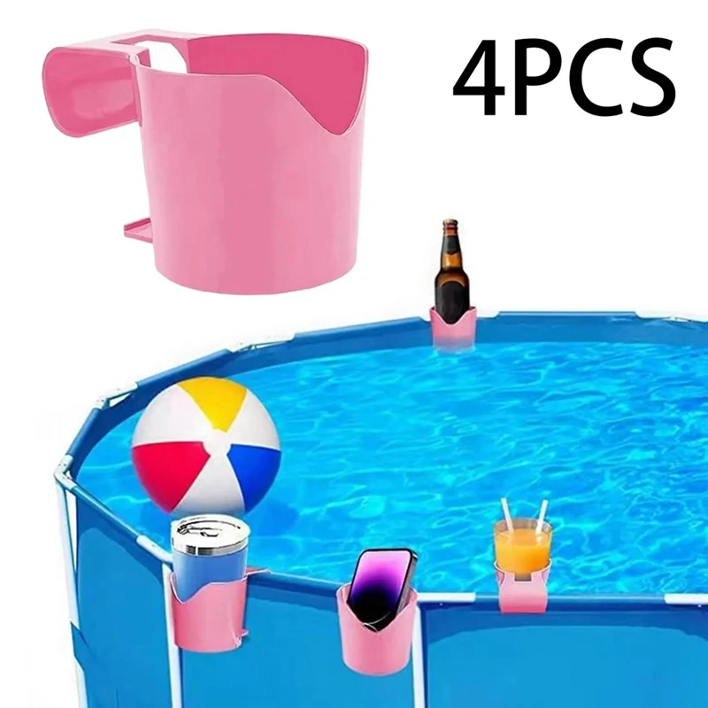

4 PCS Poolside Cup Holders Poolside Storage Basket Container Hook Above Ground Pool Cup Holders For Most Frame Pools