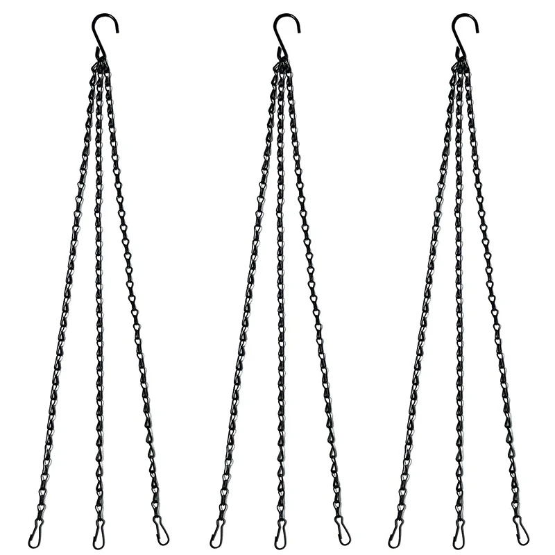 10Pcs Black Flower Plant Pot Basket Holder Hanging Chain with S-Shape Hooks for Home Garden Tools |