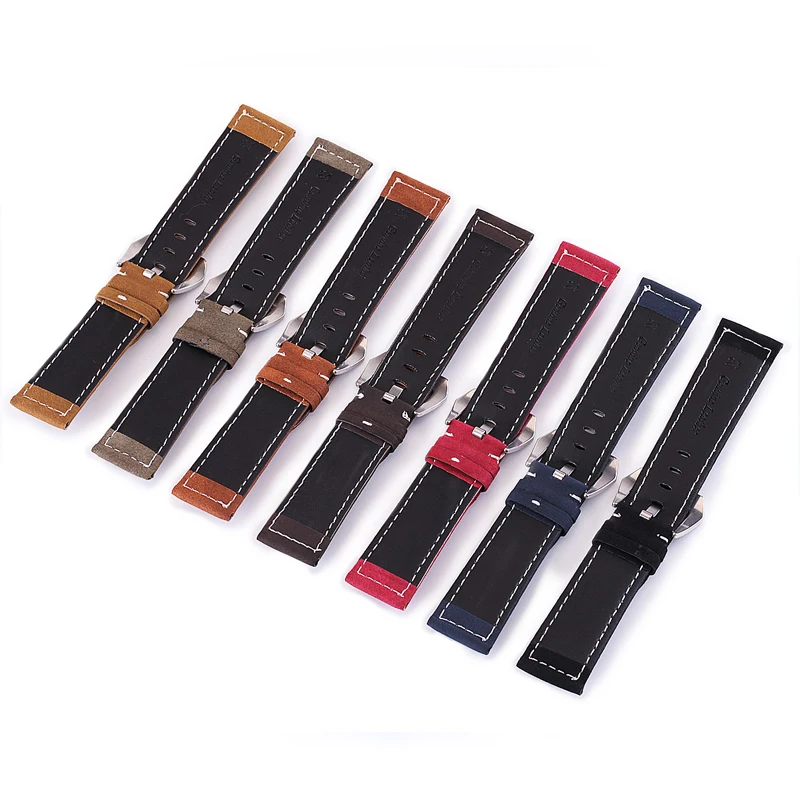 New Style Vintage Leather Watchband 18mm 20mm 22mm 24mm Frosted Handmade Thick Line Strap Watch Accessories Band