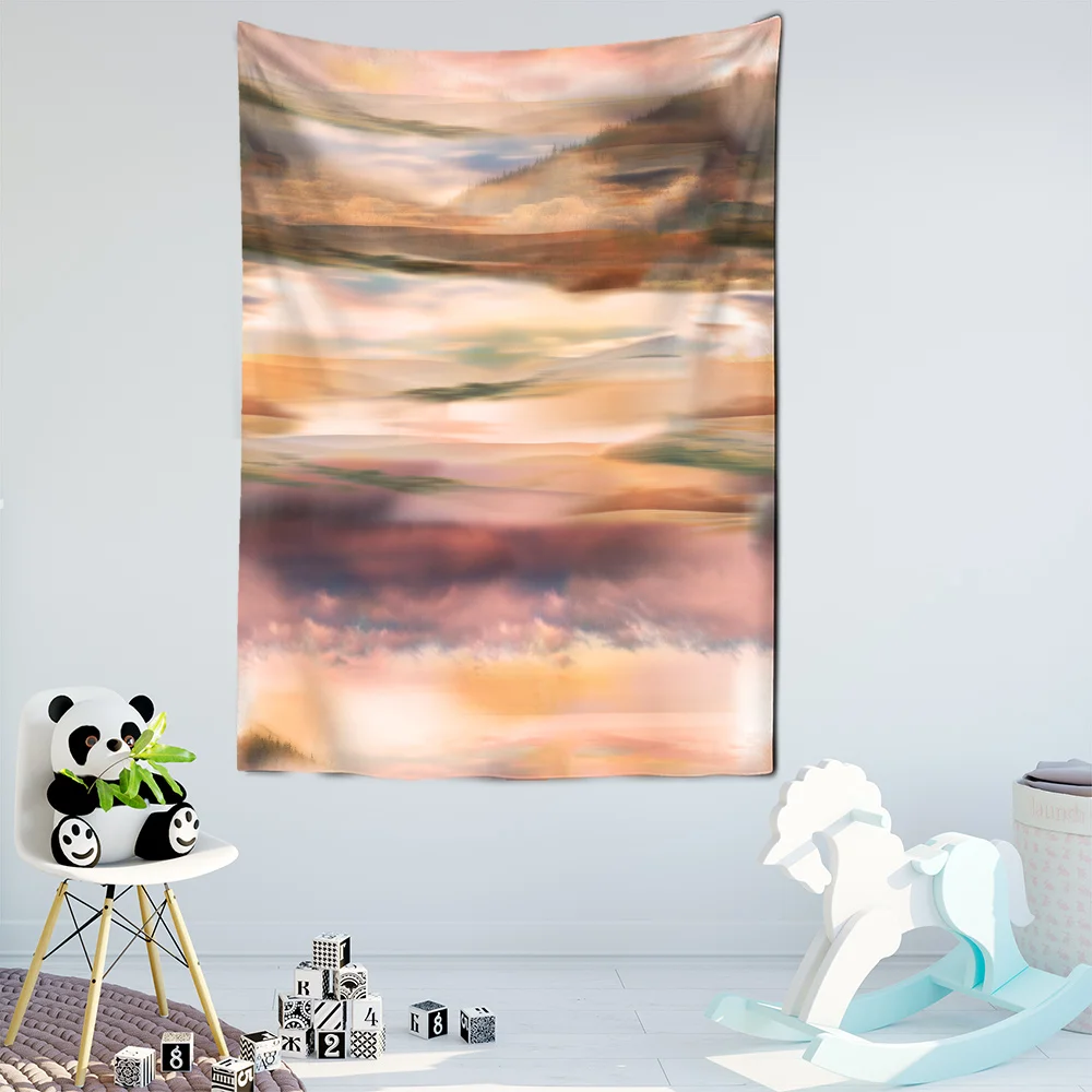 

The Sky White Clouds Beautiful Scenery Mountains And Rivers Tapestry Blurry Hazy Style Living Room Kitchen Wall Hangings Decor