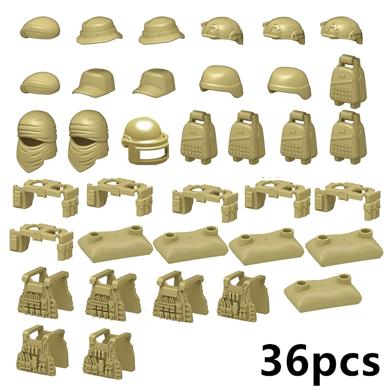

MOC Military Weapons Accessories Building Blocks Toys WW2 Army Container Guns Soldiers Hat Vest Waistband Bricks For Children