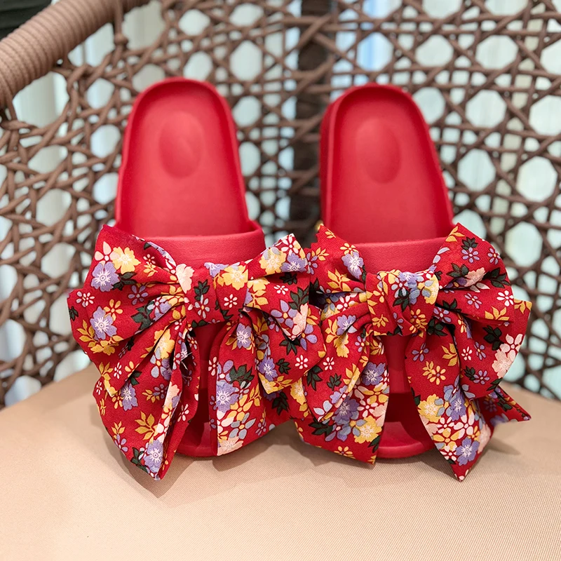 

Шлепанцы женские на платформе, сланцы для дома и пляжа, на резиновой подошве, с бантом-бабочкой, сланцы, k, 2023